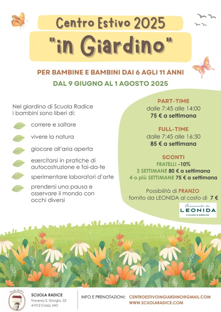 Volantino Centro estivo "In Giardino" di Scuola Radice